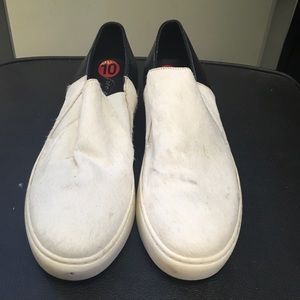 White & Black calfskin/leather sneakers